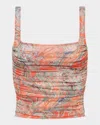 L'agence Rasha Shirred Tank Top In Paisley
