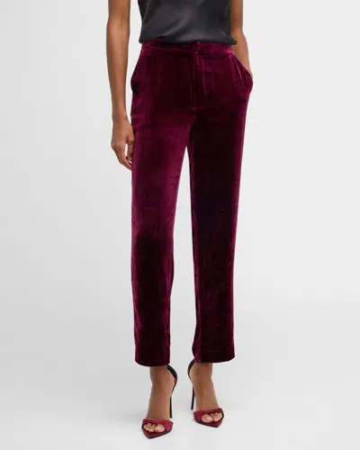 L Agence Rebel Velvet Trousers In Dark Port