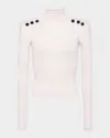 L'agence Reeves Ribbed Button-detail Turtleneck In Ivoryblack