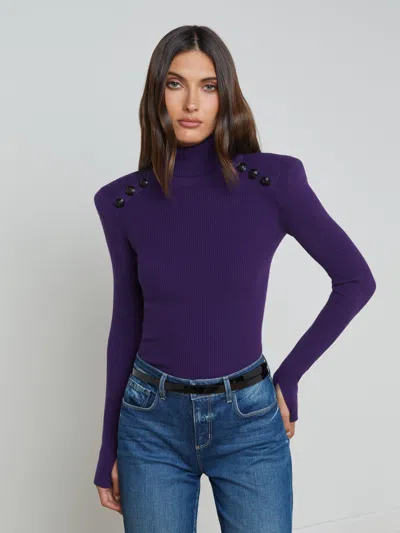 L Agence Reeves Turtleneck In Deep Purpleblack