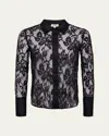 L Agence Reims Lace Shirt In Black