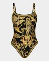 L Agence Remi Baroque Basic One-piece Swimsuit In Black