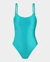 L Agence Remi Basic One-piece Swimsuit In Aqua