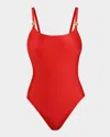 L Agence Remi Basic One-piece Swimsuit In Rouge