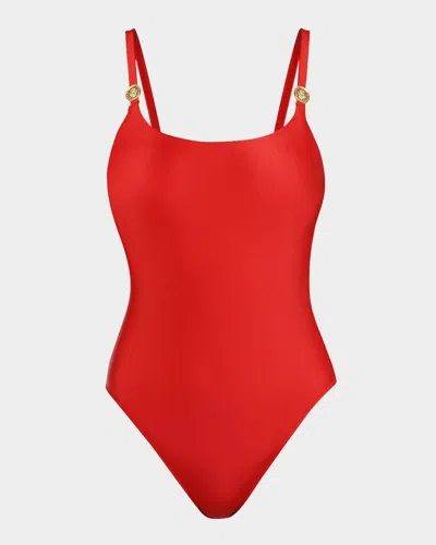 L Agence Remi Basic One-piece Swimsuit In Rouge