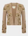 L Agence Remini Embroidered Jacket In Dark Cappuccino
