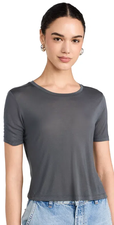 L Agence Remy Crew Neck Tee Charcoal In Gray