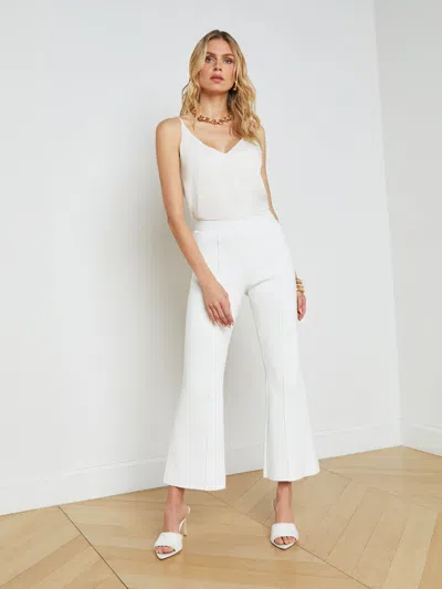 L Agence Ren Cropped Flare Knit Pant In White