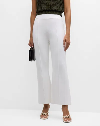 L Agence Ren Fit-n-flare Knit Pants In White