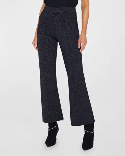 L Agence Ren Metallic Knit Flare Trousers In Blackgunmetal Lurex