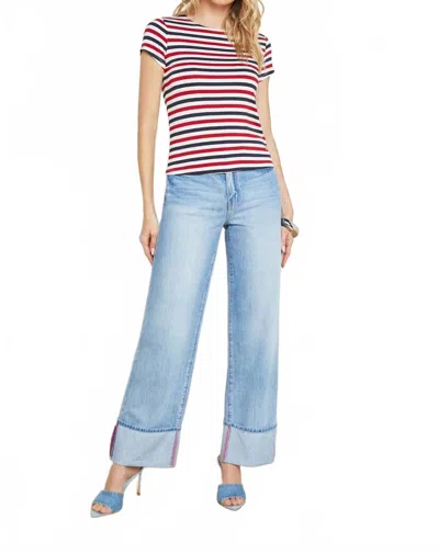 L'agence Ressi Fitted Stripe Tee In Red/navy/white Stripe In Multi