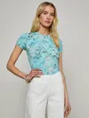L Agence Ressi Short-sleeve Turquoise Stone Tee In Blue