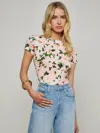 L'agence Ressi Short Sleeve Rose Print Tee In Magnolia
