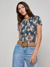 L'agence Ressi Short Sleeve Tee In Ganado Charcoal In Charcoal Multi Ganado Print