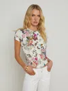 L Agence Ressi Fitted Tee In Vintage White Butterfly