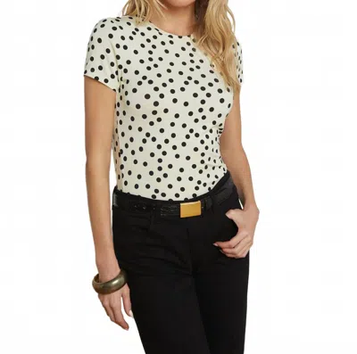 L Agence Ressi Polka Dot Short Sleeve Crew In Ecru/black In White