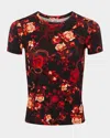 L Agence Ressi Fitted Tee In Blkrd Baroque Floral
