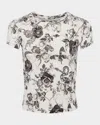 L Agence L'agence Ressi Baroque Floral Print T-shirt In Ivrblk Baroque Floral