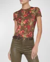 L Agence Ressi Fitted Tee In Army Pink Flrl Cheetah