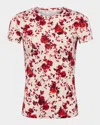 L Agence Ressi Fitted Tee In Ivory Red Ikebana
