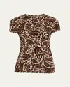 L Agence Ressi Short-sleeve Leopard Paisley Tee