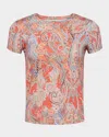 L Agence Ressi Short Sleeve Paisley Tee In Multi