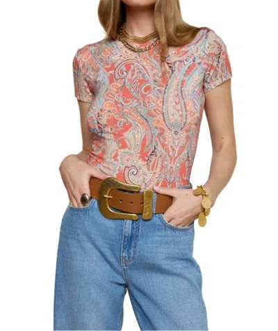 L Agence Ressi Short Sleeve Paisley Tee In Multi