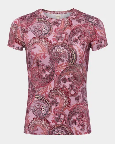 L Agence Ressi Short-sleeve Paisley Tee In Mauve Mlt French Psly
