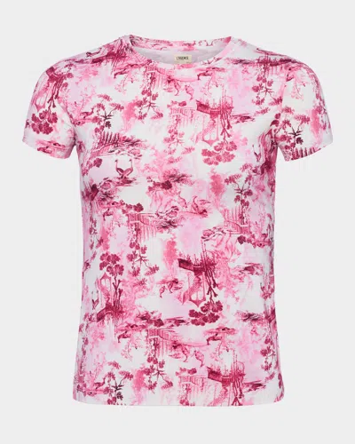 L Agence Ressi Short-sleeve Porcelain Tee In White Porcelain Toile