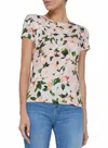 L'agence Ressi Short Sleeve Rose Print Tee In Magnolia In Multi