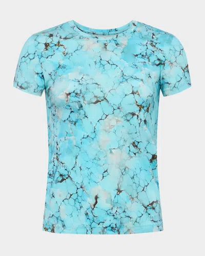 L Agence Ressi Short-sleeve Turquoise Stone Tee In Blue
