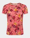 L Agence Ressi Short-sleeve Western Rose Tee In Pink