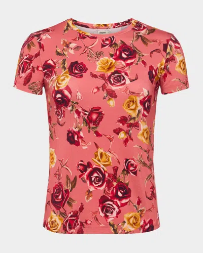 L Agence Ressi Short-sleeve Western Rose Tee In Pink
