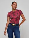 L'agence Ressi Short-sleeve Painterly Floral Tee In Blue