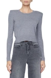 L'agence Sky Cropped Strong-shoulder Sweater In Heather Grey