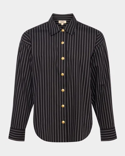 L Agence Ripley Stripe Oversized Shirt In Blkwhite Pinstripe