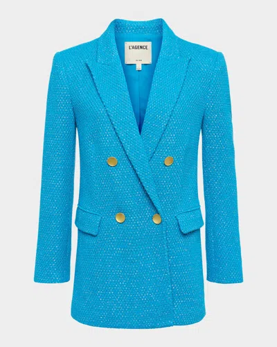 L Agence Riva Knit Double-breasted Blazer In Multi