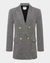 L Agence Riva Knit Double Breasted Blazer Black/ivory/gold In Blackivorygold