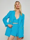 L Agence Riva Knit Double-breasted Blazer In Blue
