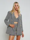 L Agence Riva Knit Double Breasted Blazer Black/ivory/gold In Black/ivory/gold
