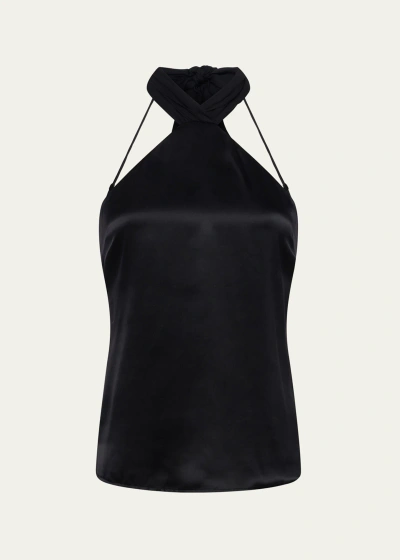L Agence Riviera Shoulder Cape Silk Blouse In Black