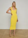 L Agence Romona Knit Midi Dress In Lemon Tonic