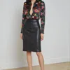 L AGENCE ROSA PENCIL LEATHER SKIRT IN BLACK