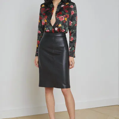 L Agence Rosa Pencil Leather Skirt In Black