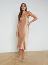 L Agence Rosabella Silk Dress In Soft Beige