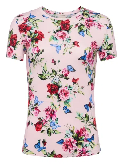 L AGENCE ROSE-BUTTERFLY-PRINT T-SHIRT