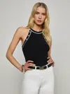 L Agence Rosemary High-neck Button Tank Top In Black/white
