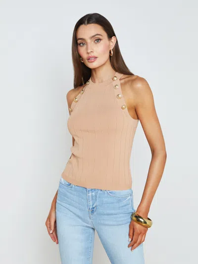 L Agence Rosemary Button Tank In Toffee