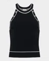 L Agence Rosemary High-neck Button Tank Top