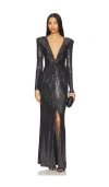 L Agence Rosetta Sequin Twist-front Dress In Black